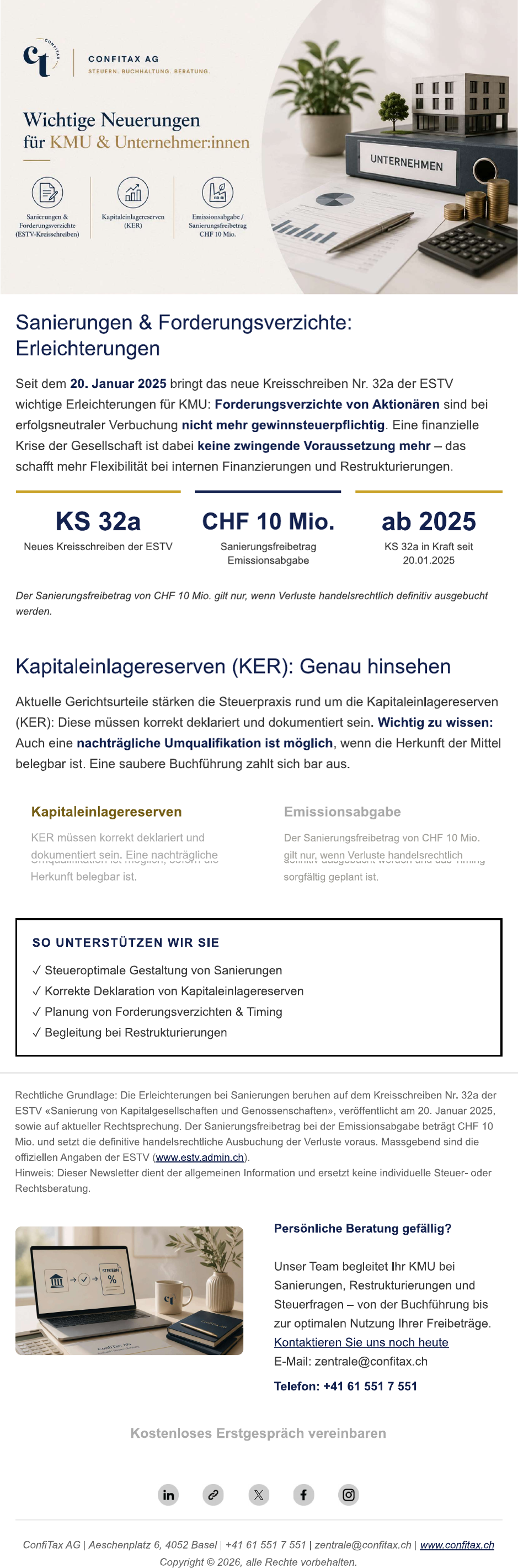 Newsletter-Design ConfiTax AG – Seite 2